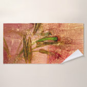 Bevroren bloemen en bladeren. Blossom in de ijskub Badhanddoek (Badhanddoek)