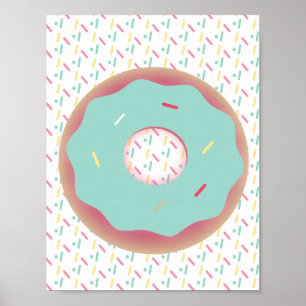 Bevroren donut-sprinkels muurkunst teal poster