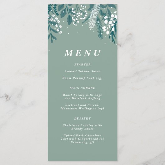 Bevroren eucalyptus kerstdinermenu  menu (Voorkant)