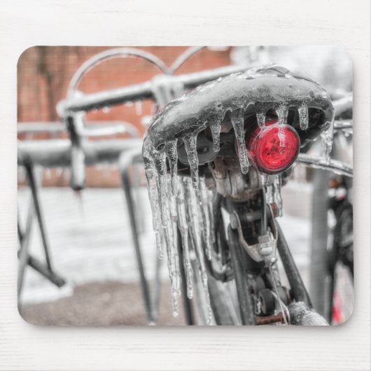 Bevroren fiets in de winterfoto muismat (Voorkant)