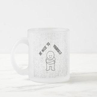 ☕ Bevroren glazen mok met "Be Nice To Yourself" 