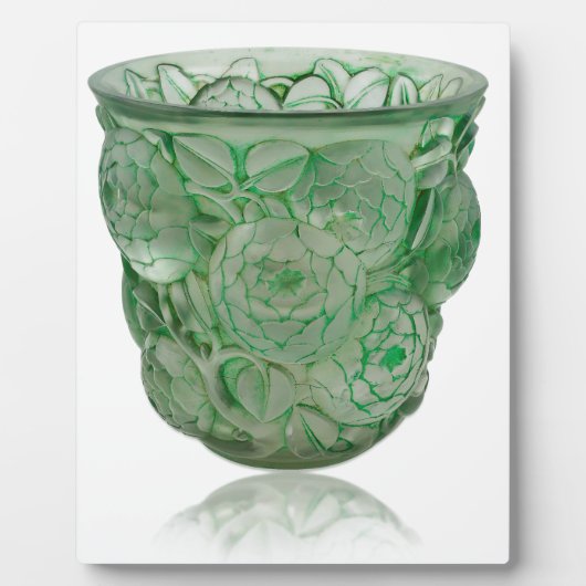 Bevroren groene kunstdamp van deco-glas met Rozen. Fotoplaat (Voorkant)