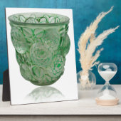 Bevroren groene kunstdamp van deco-glas met Rozen. Fotoplaat (Zijkant)