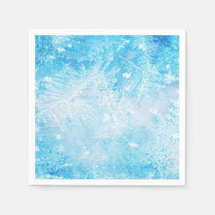 Bevroren Ijs Winter Sneeuwvlokken Feest Eetservett Servet