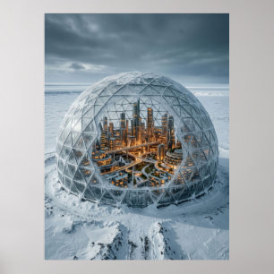 Bevroren Koepel Futuristische Stad Poster