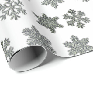 Bevroren kristal ijzige zilveren sneeuwvlokken cadeaupapier