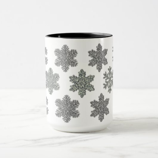 Bevroren kristal van zilveren sneeuwvlokken mok (Midden)