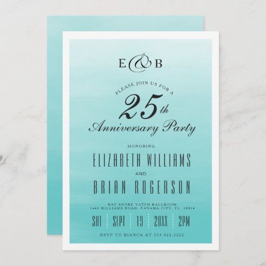 Bevroren meer ombre | Jubileum uitnodiging (Voorkant / Achterkant)