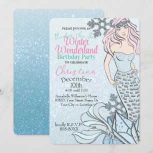 Bevroren Mermaid Princess Winter Theme Party Kaart