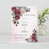 Bevroren Rozen Winter Bruiloft Uitnodiging (Staand voorkant)