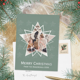 Bevroren Salie Geometrische Ster Moderne Kerstmis Folie Feestdagen Briefkaart