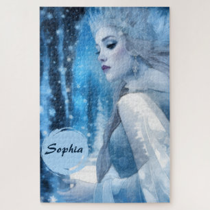 Bevroren Schoonheid Sneeuwkoningin in Winter Wonde Legpuzzel