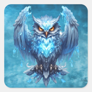 Bevroren Spirit Uil Vierkante Sticker