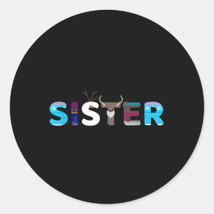 Bevroren vader en moeder Verjaardag zus Familiefee Ronde Sticker