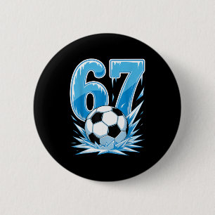 Bevroren Voetbal 67 IJssporten Nummer Winter Stijl Ronde Button 5,7 Cm
