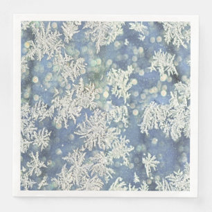 Bevroren Vorst Abstracte Fotografie Blauw/Wit Servet