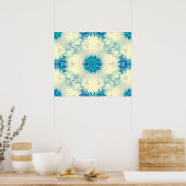 Bevroren water, bevroren Blue Winter Snowflake Poster (Keuken)