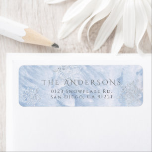 Bevroren Winter Silver Snowflake Blue Retour Adres Etiket