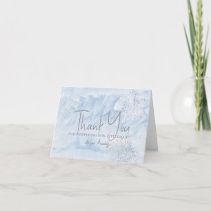 Bevroren Winter Sneeuwvlok Blauwe Baby Shower Bedankkaart
