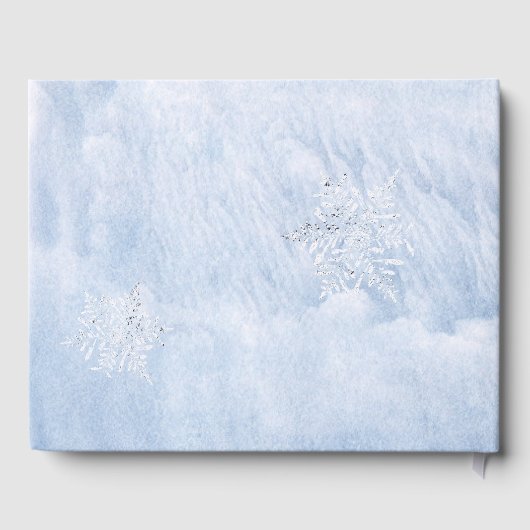 Bevroren Winter Zilveren Sneeuwvlokken Bruiloft Gastenboek (Achterkant)
