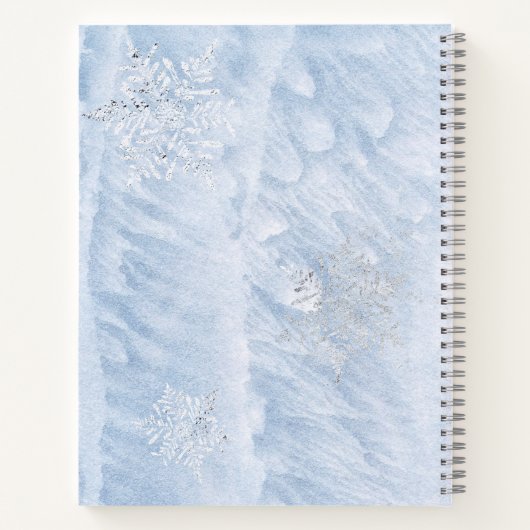 Bevroren Winter Zilveren Sneeuwvlokken Bruiloft Notitieboek (Achterkant)