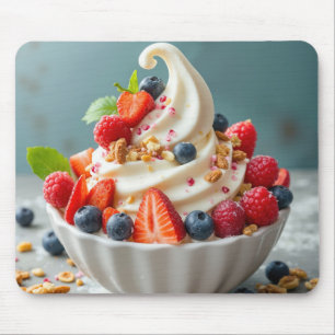 Bevroren yoghurt met bessen en granola muismat