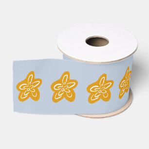 Bevrozen Blauwe Prinses Gouden Bloemen Verjaardag Grosgrain Lint