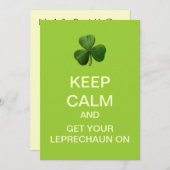 BEWAAR CALM EN LEPRECHAUN OP Aangepaste uitnodigin Kaart (Voorkant / Achterkant)