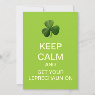 BEWAAR CALM EN LEPRECHAUN OP Aangepaste uitnodigin Kaart