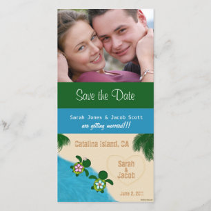 Bewaar de Date Beach Honu (Turtle) Fotokaart Save The Date