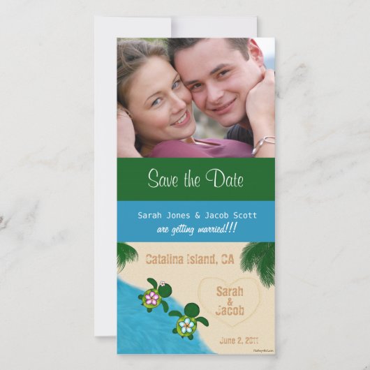 Bewaar de Date Beach Honu (Turtle) Fotokaart Save The Date (Voorkant)