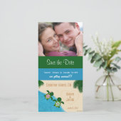 Bewaar de Date Beach Honu (Turtle) Fotokaart Save The Date (Staand voorkant)
