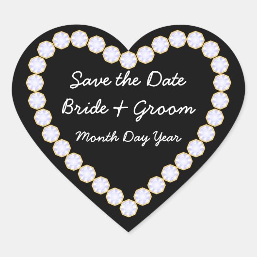 Bewaar de Date Diamond hart Sticker (Voorkant)