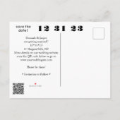 Bewaar de datum 123123 Oudejaarsavond 23 Bruiloft Aankondigingskaart (Achterkant)