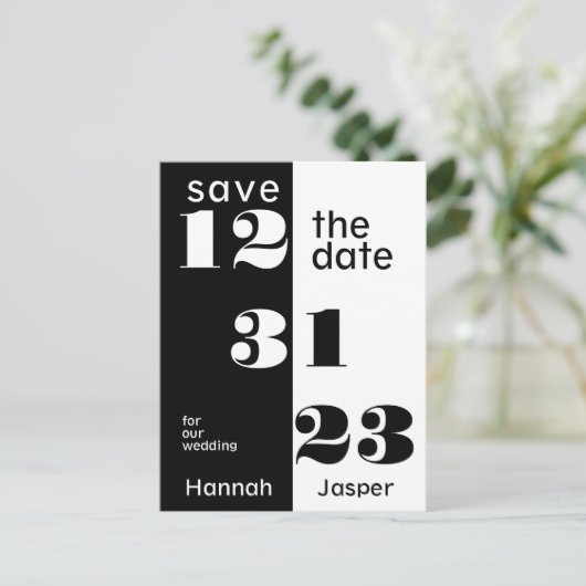 Bewaar de datum 123123 Oudejaarsavond 23 Bruiloft Aankondigingskaart (Staand voorkant)