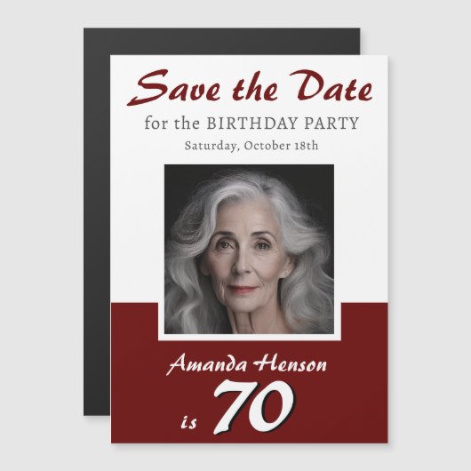 Bewaar de datum 70e verjaardag fotomagneet (Voorkant / Achterkant)