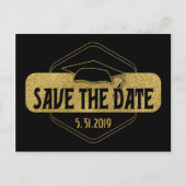 Bewaar de datum Afstuderen Modern Black Gold Briefkaart (Voorkant)