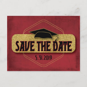 Bewaar de datum Afstuderen Modern Red Gold Briefkaart