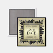 Bewaar de datum Art Deco Champagne Gold Gatsby Gla Magneet (Voorkant / Achterkant)