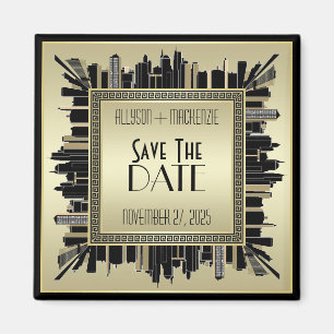 Bewaar de datum Art Deco Champagne Gold Gatsby Gla Magneet