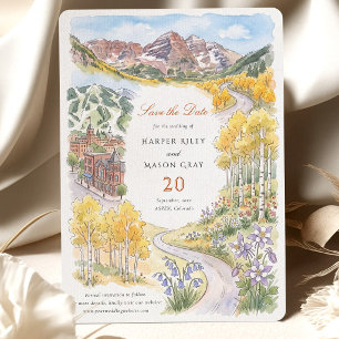 Bewaar de datum Aspen Colorado Maroon Bells Herfst Kaart