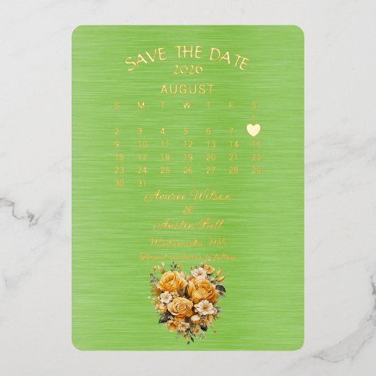 Bewaar de datum augustus 2026 bruiloft folie uitnodiging (Voorkant)