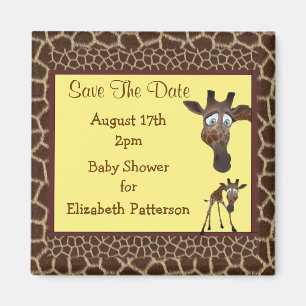 Bewaar de datum Baby shower Giraffes & Dierenprint Magneet