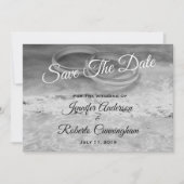 Bewaar de datum Black and White Beach Briefkaart (Voorkant)