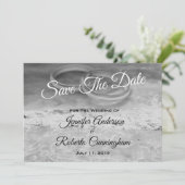 Bewaar de datum Black and White Beach Briefkaart (Staand voorkant)
