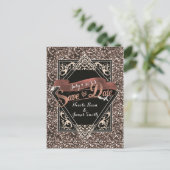 Bewaar de datum Black & Faux Gold Glitter Verlovin Briefkaart (Staand voorkant)