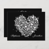 Bewaar de datum Black & White Heart Post Kaart (Voorkant / Achterkant)