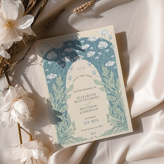  Bewaar de datum Blauwgroen Blauw Wit Cream Kaart