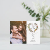 Bewaar de datum bloemhartenguirlande Foto ansichtk Briefkaart (Staand voorkant)