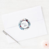 Bewaar de datum, Blue Bourgondië Paarse Envelope S Ronde Sticker (Envelop)